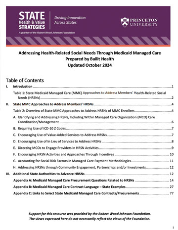 State Health and Value Strategies Report Cover